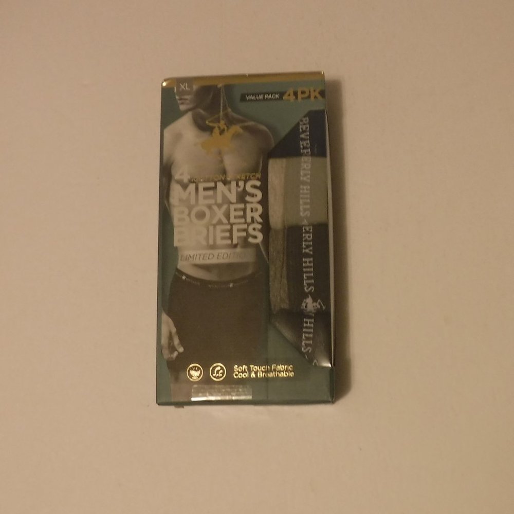 Beverly Hills Polo Club 4 Pack Men's Cotton Stretch Boxer Briefs size XL NEW